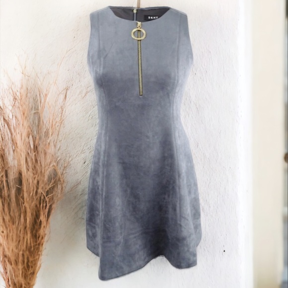 DKNY Faux Suede Fit Flare Scuba Dress Size 4 - Picture 8 of 13